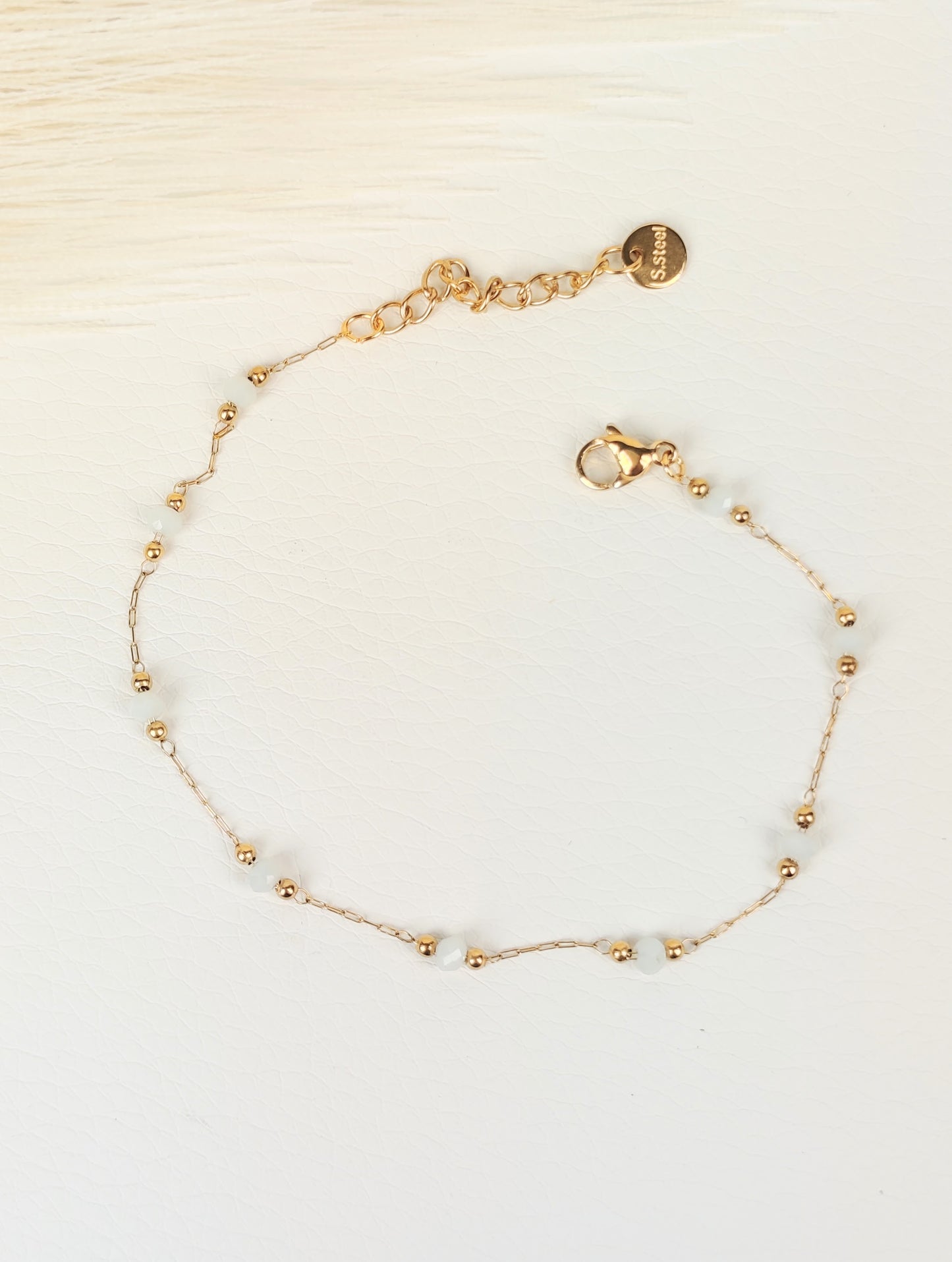 Bracciale acciaio cristalli bianchi 2 mm