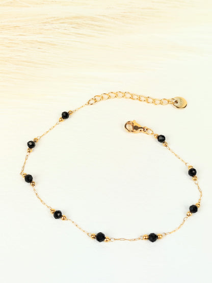 Bracciale acciaio cristalli neri 2 mm
