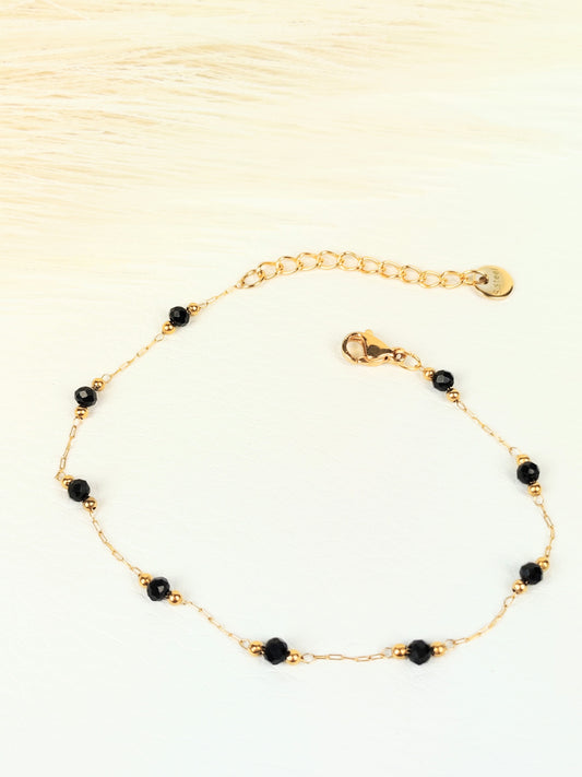 Bracciale acciaio cristalli neri 2 mm