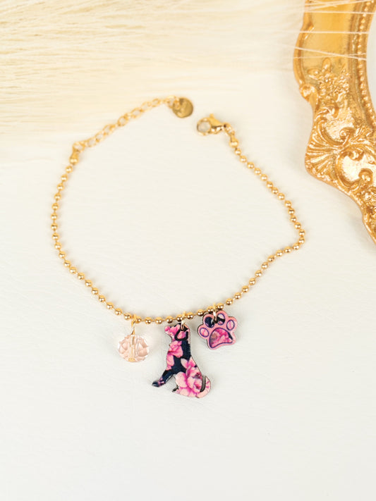 Bracciale acciaio Cane Rosa
