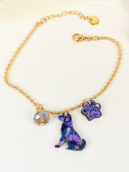 Bracciale acciaio Cane Viola