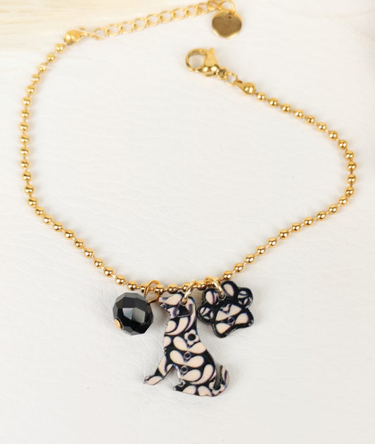 Bracciale acciaio Cane Black&White
