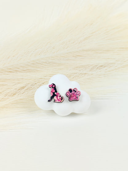 Orecchini a lobo cane rosa