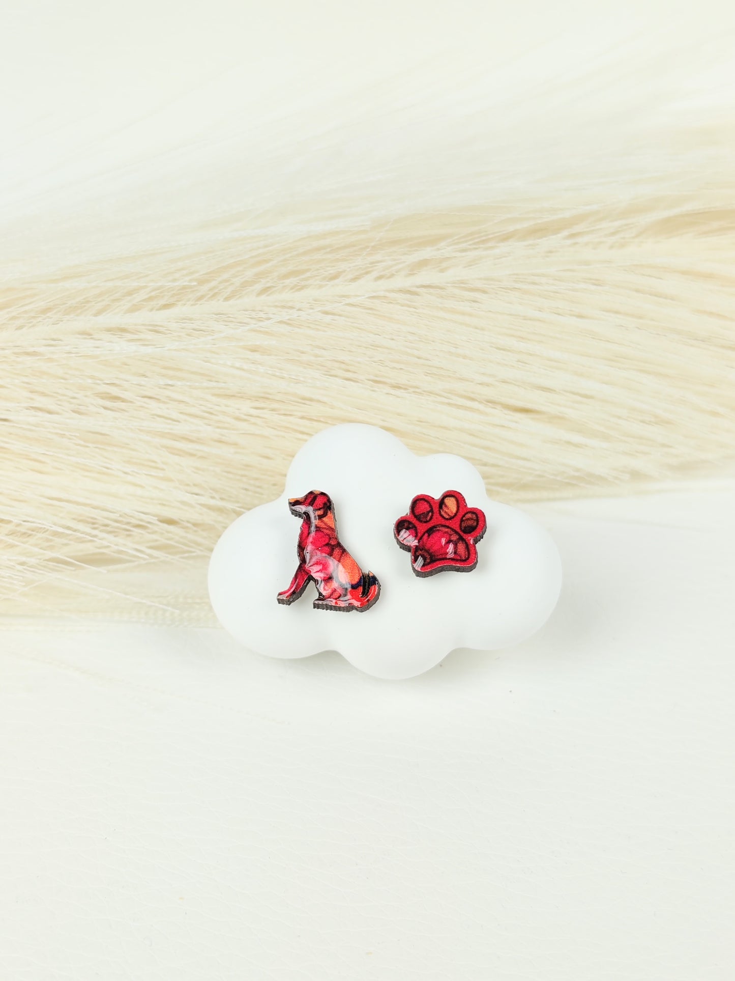 Orecchini a lobo cane rosso