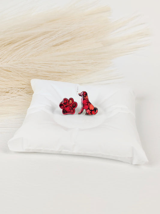 Orecchini a lobo cane rosso