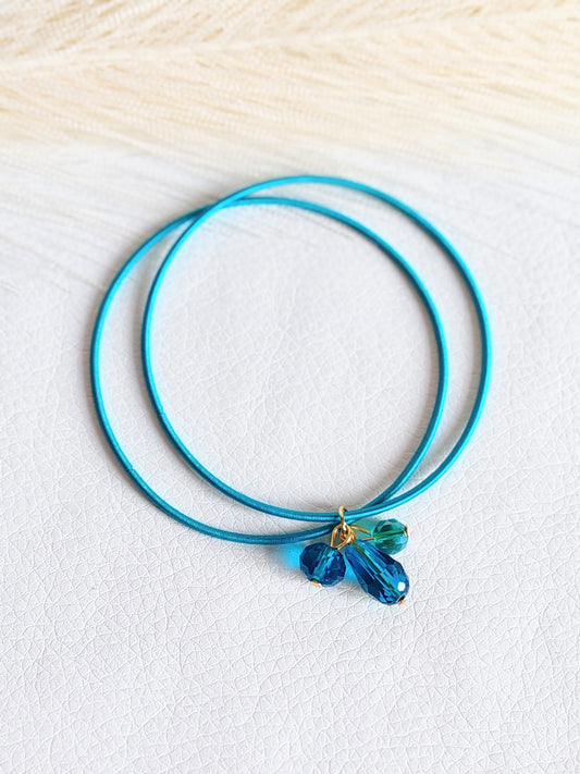 Bracciale elastico in acciaio azzurro