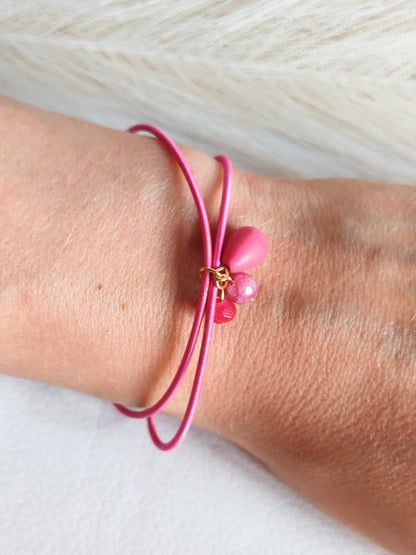 Bracciale elastico in acciaio rosa