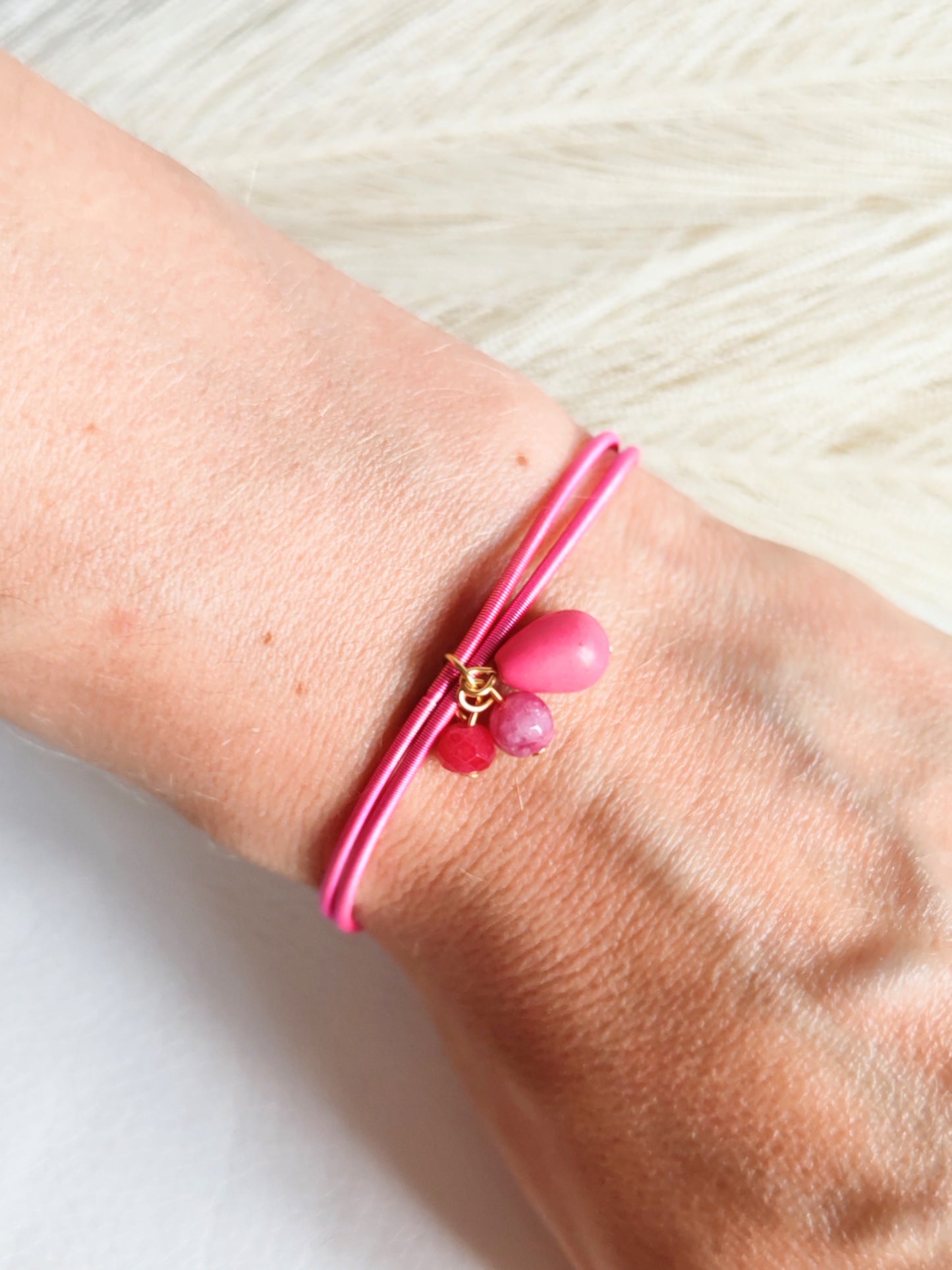 Bracciale elastico in acciaio rosa