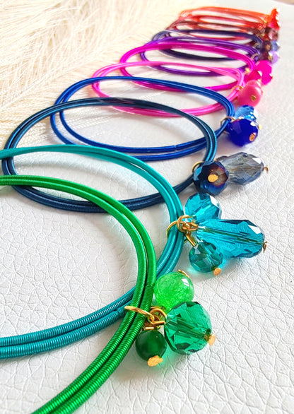 Bracciale elastico in acciaio azzurro