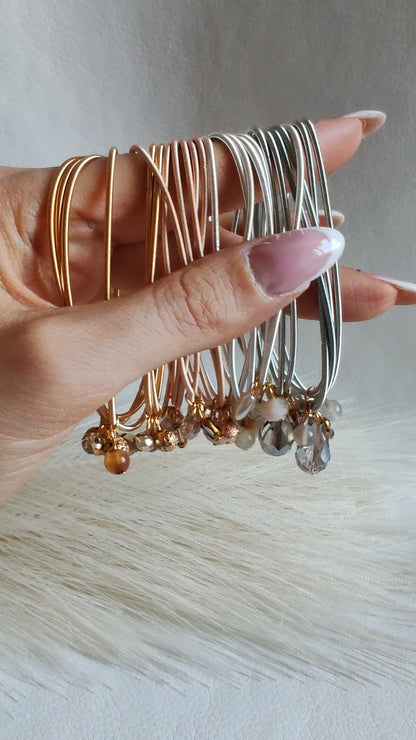 Bracciale elastico in acciaio perlato