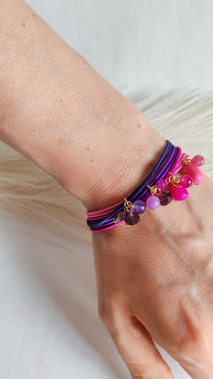 Bracciale elastico in acciaio viola